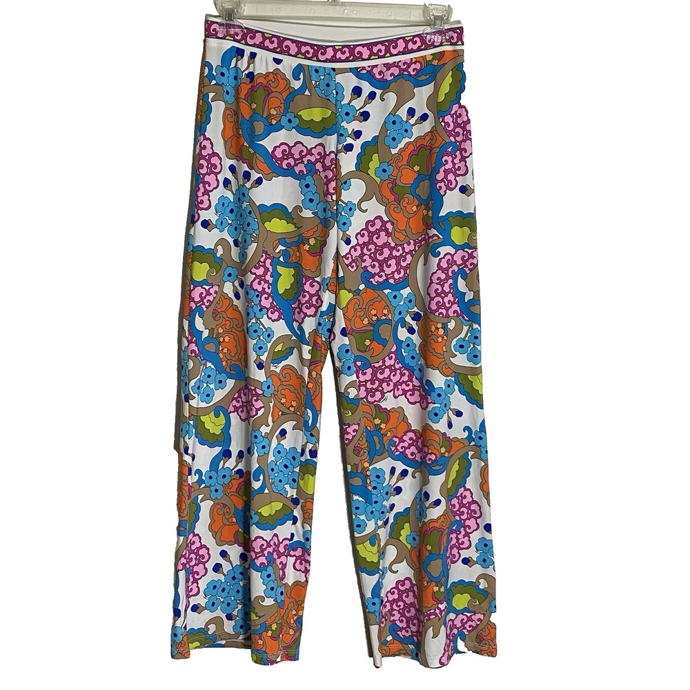 Trina Turk Fontaine Pants Womens Small Multicolor Cover Up Wide Leg Beach Resort